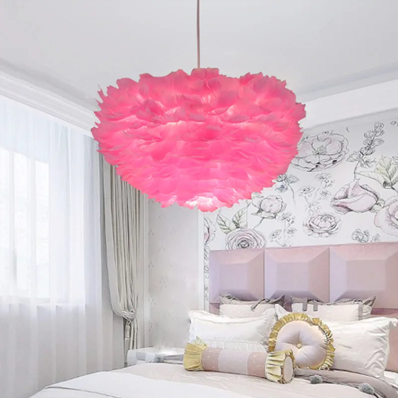 Afralia™ Nordic Feather Chandelier: Warm, Romantic LED Pendant Lamps for Girl Room and Clothes Shop