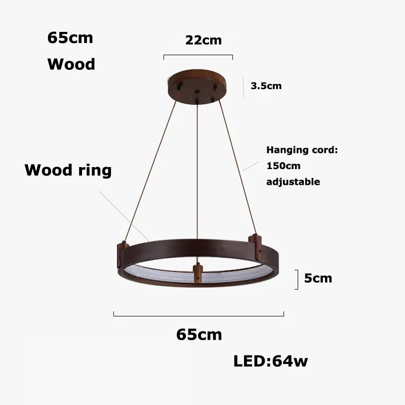 Afralia™ Stone Wood Ring LED Chandelier for Foyer Bedroom