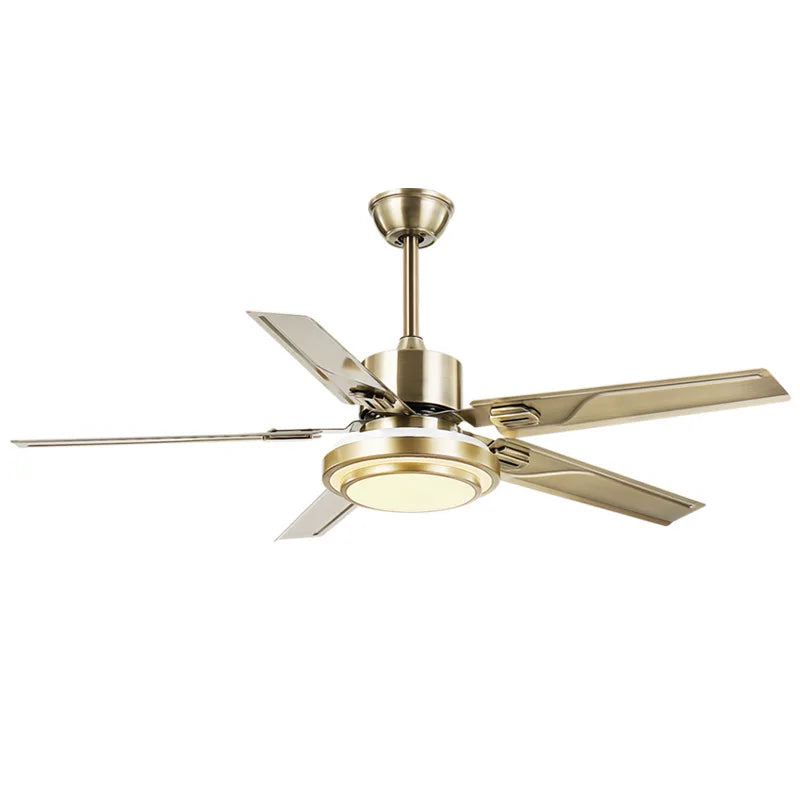 Afralia™ Stainless Steel 5-Blade Ceiling Fan Chandelier with LED Light - Strong Power, Silent Operation