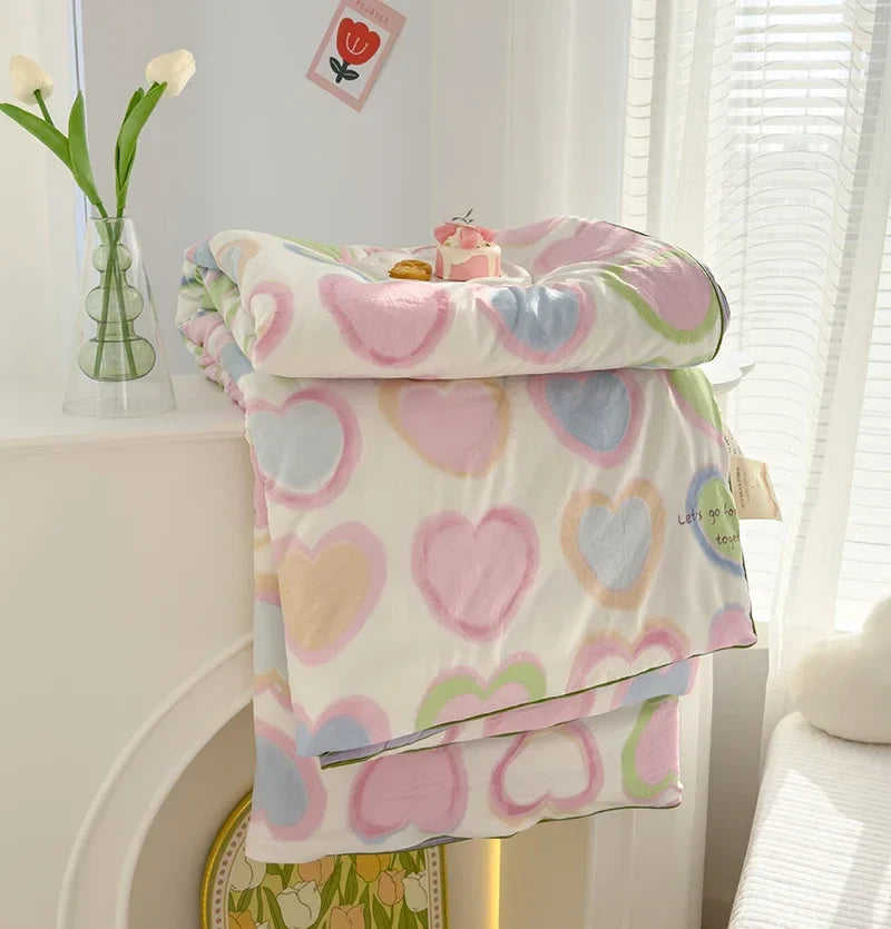 Afralia™ Summer Comforter Queen Size Lightweight Double Gauze Breathable Blanket