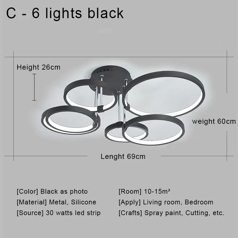 Afralia™ LED Ceiling Chandelier Remote Control Living Room Bedroom Kitchen Lamp White