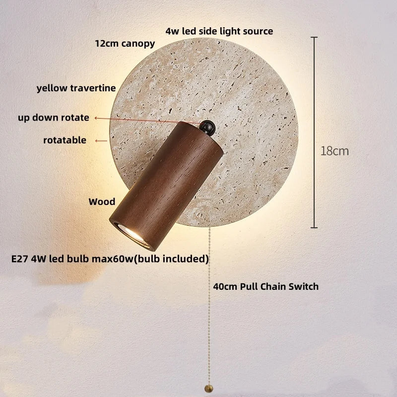 Afralia™ Travertine LED Wall Lamp - Modern Nordic Design, Copper Finish