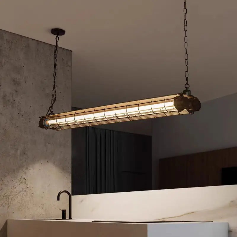 Afralia™ Glass Linear Chandelier for Long Bar & Restaurant Lighting
