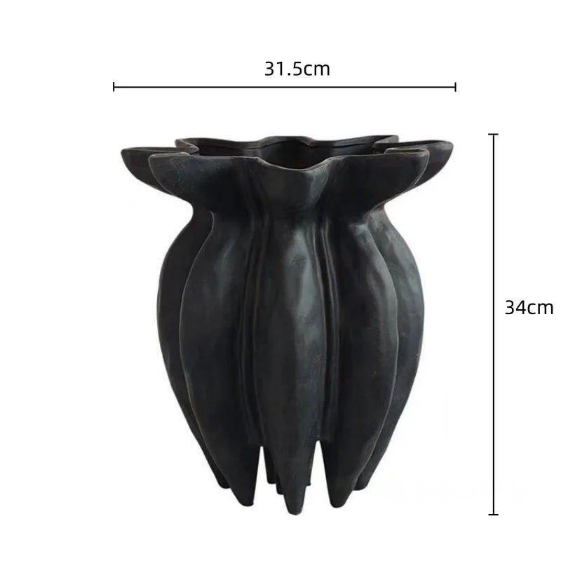 Afralia™ Black Jellyfish Petal Vase - Artistic Home Décor Handicraft