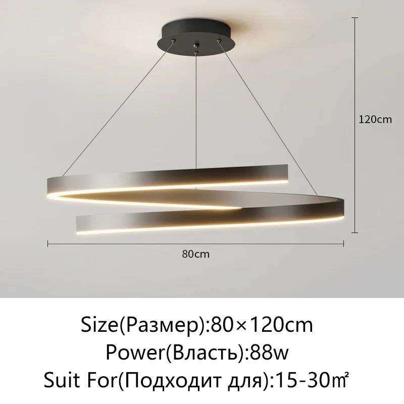Afralia™ Black/White Spiral Chandelier for Living Dining Kitchen. Trendy Round Indoor Lighting Fixture.