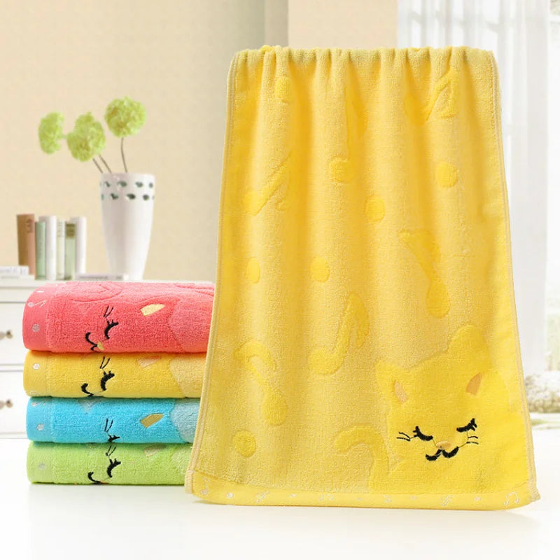 Afralia™ Kids Cute Kittens Bamboo Fiber Towel - Soft, Strong, High Quality