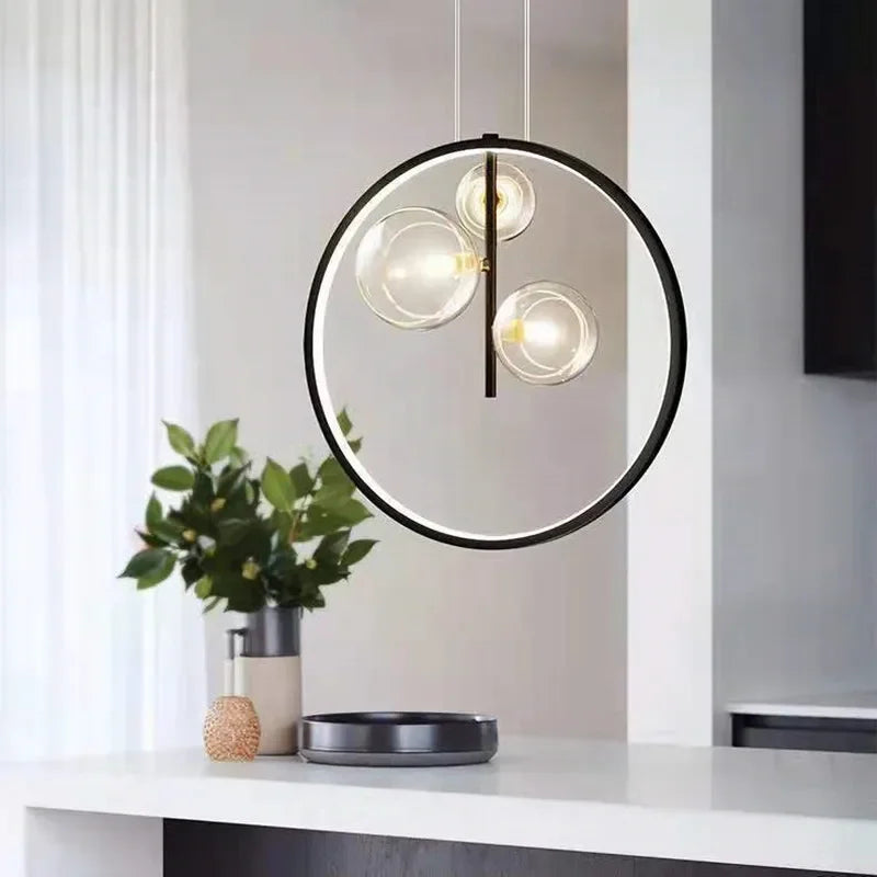 Afralia™ Ball Bubble LED Chandelier: Modern Round Ring Pendant Light for Dining Room & Bar