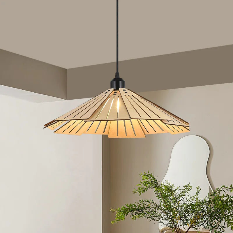 Afralia™ Wood Pendant Lamp: Wabi-sabi Style LED E27 DIY Hanging Light