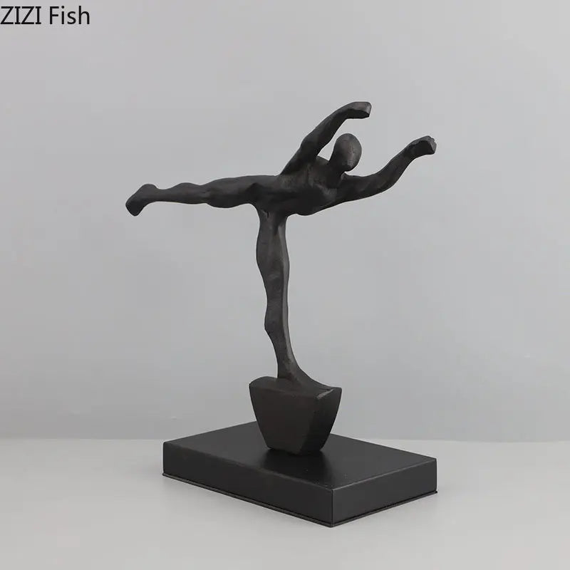 Afralia™ Abstract Cast Iron Figure Sculpture Modern Home Decor Statue Craft
