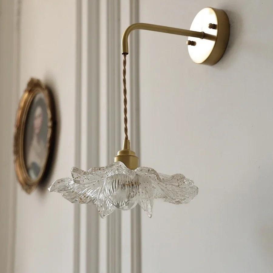 Afralia™ Clear Flower Acrylic LED Wall Lamp: Copper Modern Nordic Stair Light