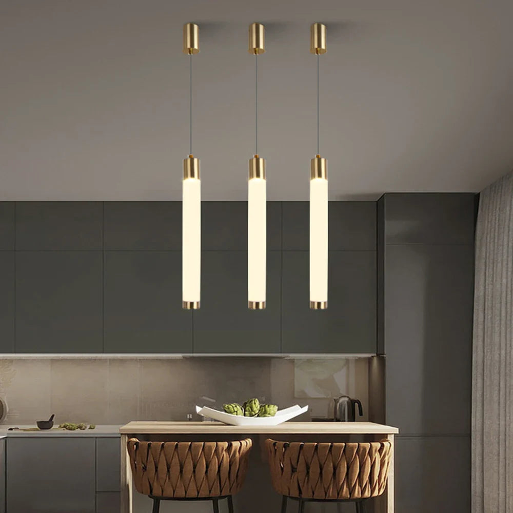Afralia™ Nordic Gold LED Pendant Light for Kitchen Island, 360° Luminous Brilliance