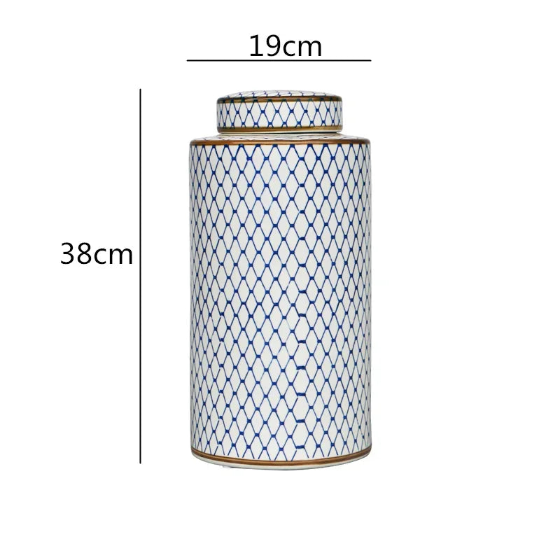 Afralia™ Chinese Retro Ceramics Golden Vase with Cover for Home Décor and Organization