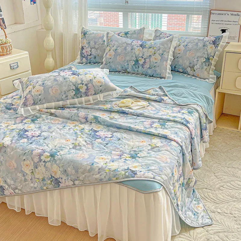 Afralia™ Floral Summer Cooling Quilt for Double Single Bed - Soft & Breathable