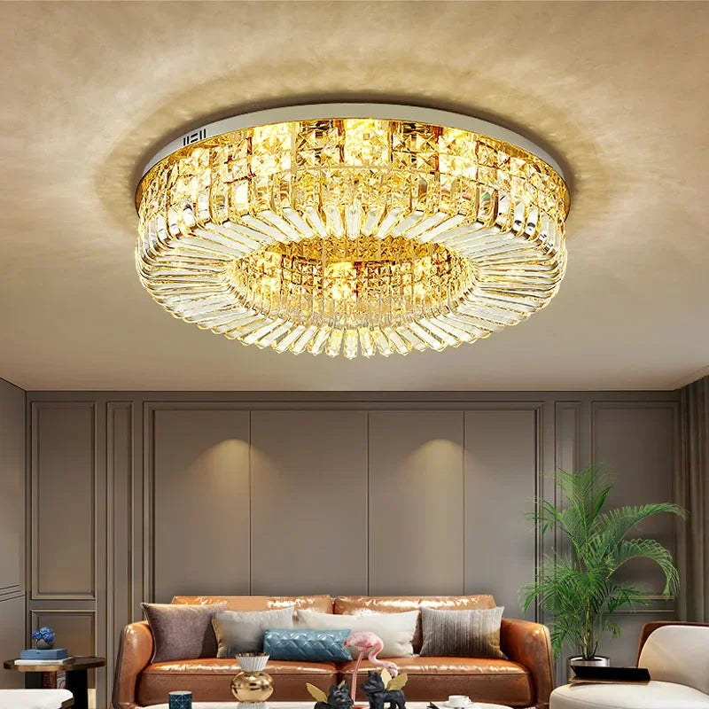 Afralia™ Crystal Ring LED Ceiling Lamp: Modern Luxury for Home Décor