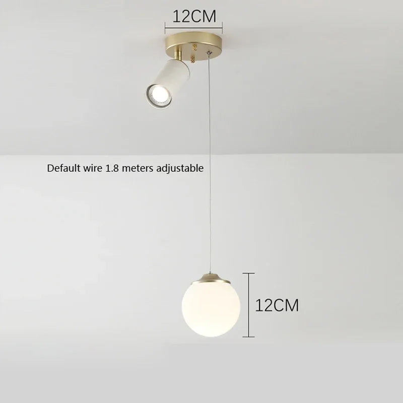 Afralia™ Modern Glass Milk White Ball LED Pendant Lights - Gold Kitchen Island Chandelier