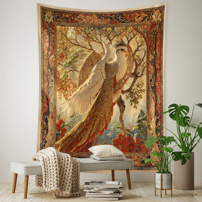 Afralia™ Flying Bird Tree of Life Tapestry Wall Hanging: Bohemian Abstract Hippie Decor