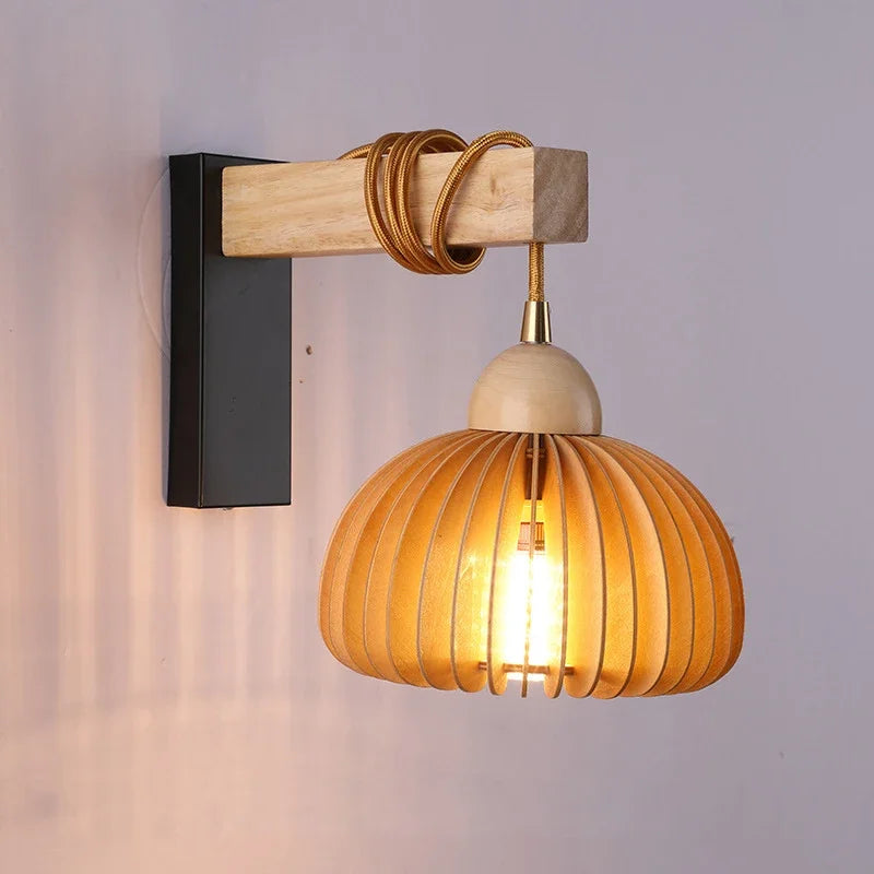 Afralia™ Wooden Wall Lamp with Creative Pumpkin Design