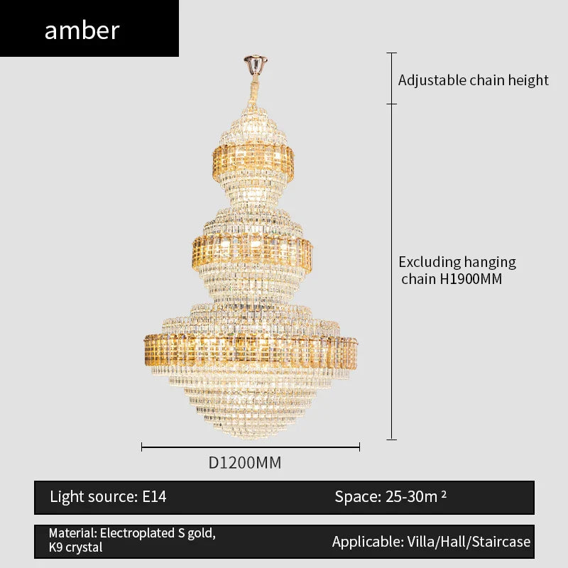 Afralia™ Crystal Duplex Chandelier for Hotel Lobby and Living Room