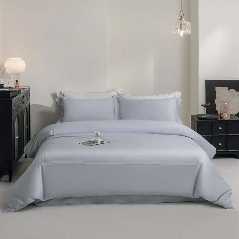 Afralia™ Luxury Solid Color Hotel Style Bedding Set with Egyptian Cotton Softness