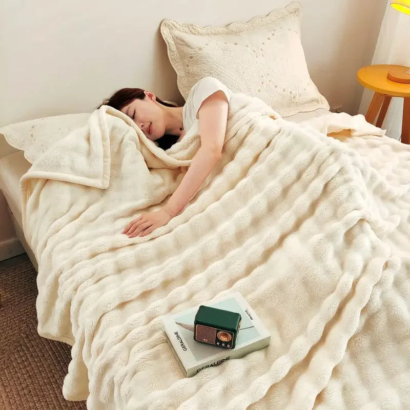 Afralia™ Bubble Velvet Blanket: Soft Cozy Flannel Sofa Cover, Single/Double, Office Nap & Air Conditioning