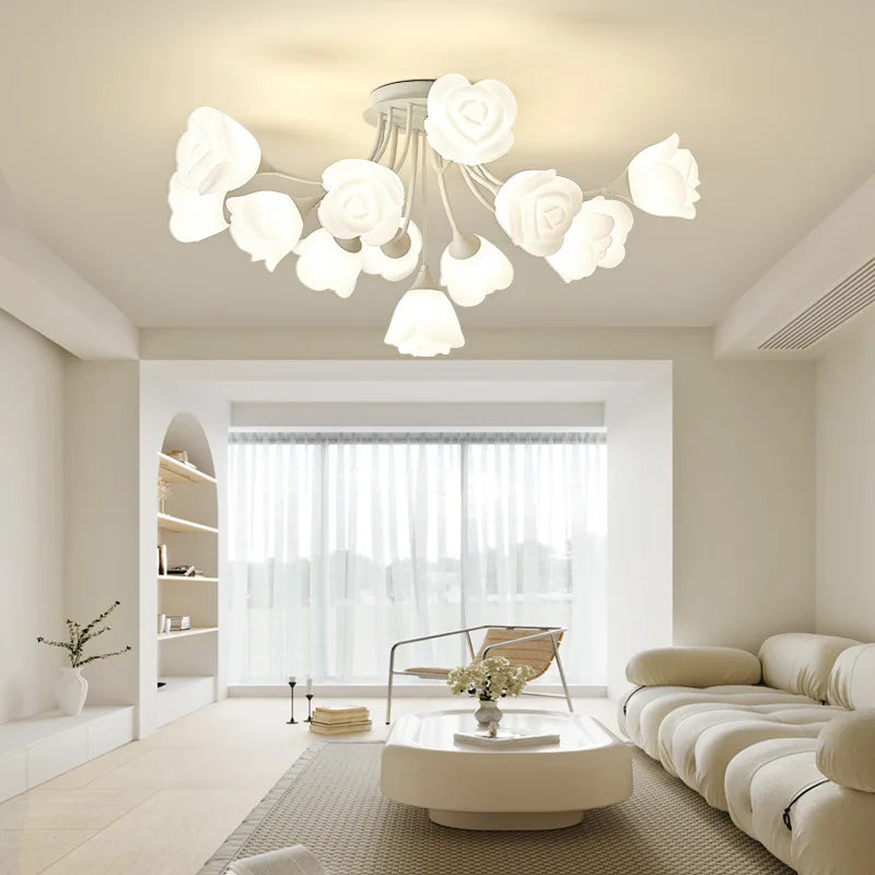 Afralia™ White Flower Ceiling Light: Modern, Chic, Ideal for Living Room, Bedroom, Dining Room