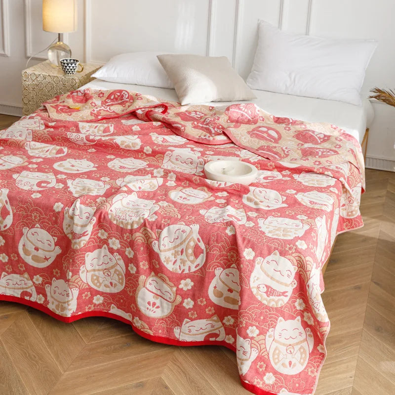 Afralia™ Cotton Gauze Summer Blanket, Soft Breathable Single Double Bed Nap Blanket