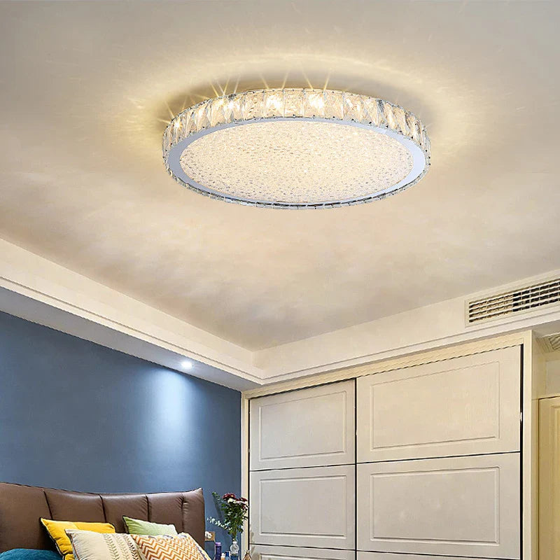 Afralia™ Crystal LED Ceiling Lamp: Luxury Golden Glossy Lighting Fixture for Living Room