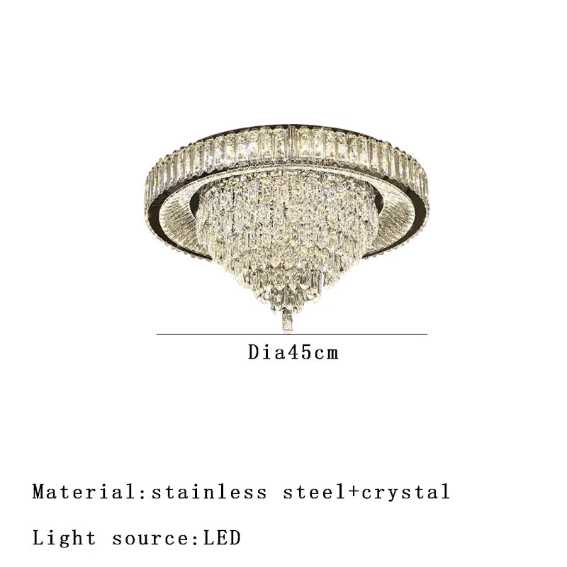 Afralia™ Cone Crystal Ceiling Chandelier - Stainless Steel Luxury Living Room Decoration