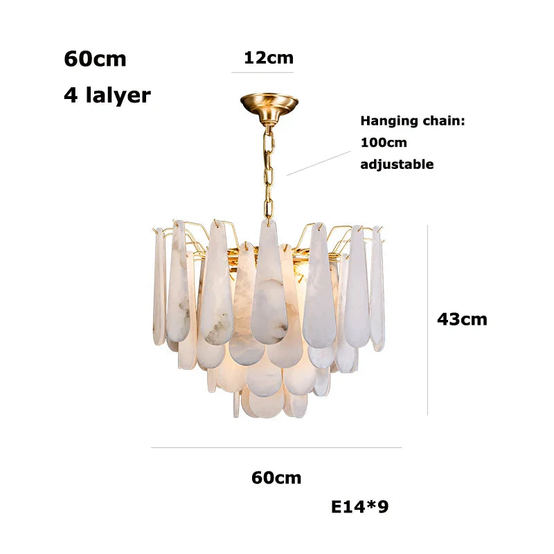 Afralia™ Marble Gold Chrome LED Chandelier | Dimmable Hanging Lamp for Living Room