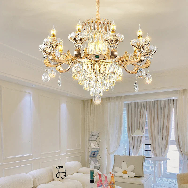 Afralia™ Elegant Duplex Crystal Chandelier for Villa Living Room & Hotel Lobby