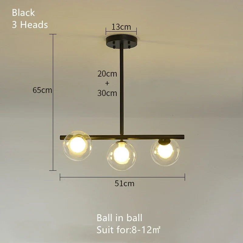 Afralia™ Glass Ball Chandelier - Modern LED Pendant Lamp for Home Decor