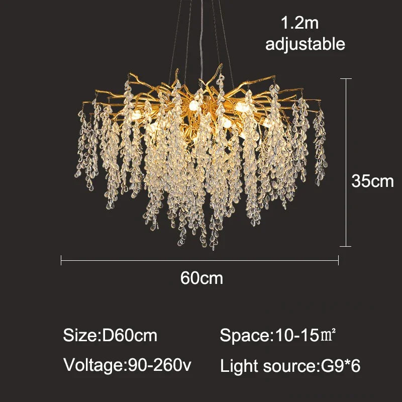 Afralia™ Luxury Crystal Chandelier LED Pendant Light for Home Decor and Lighting