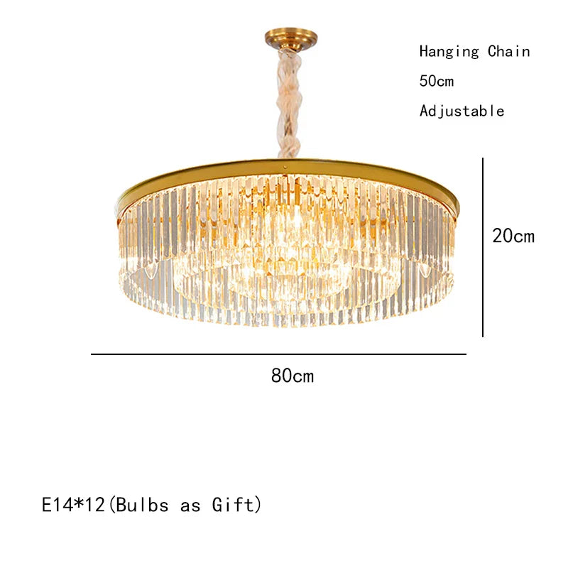 Afralia™ Nordic Gold Crystal LED Chandelier for Dining Living Room Kitchen Home Decor