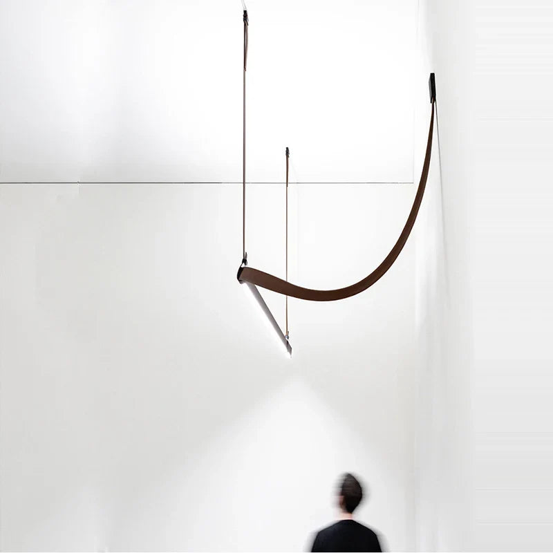 Afralia™ Leather Belt Pendant Light | Modern LED Ceiling Hanging Fixture