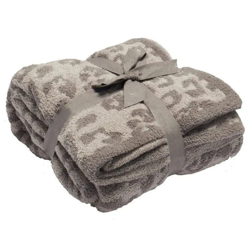 Afralia™ Leopard Print Knitted Fleece Blanket: Super Soft & Lightweight for Sofa Nap