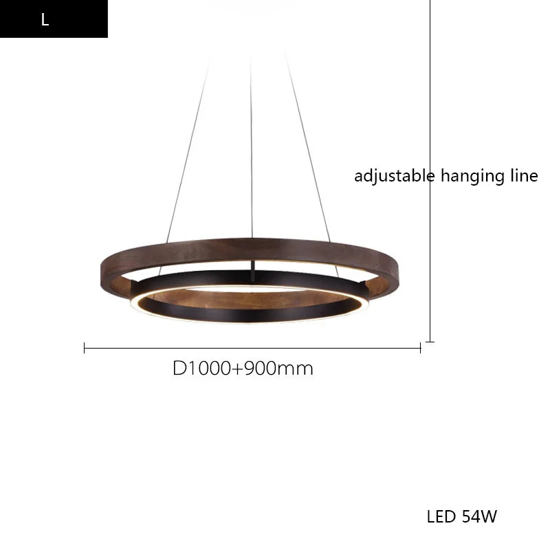 Afralia™ Wood Grain Chandelier: Minimalist Round LED Hanging Light Fixture for Home Decor