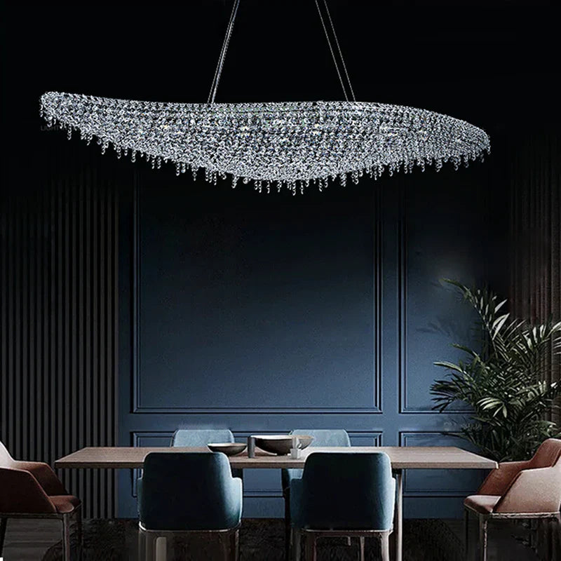 Afralia™ Crystal Pendant Chandelier: Modern Dimmable Lighting for Living Room, Bedroom, Foyer