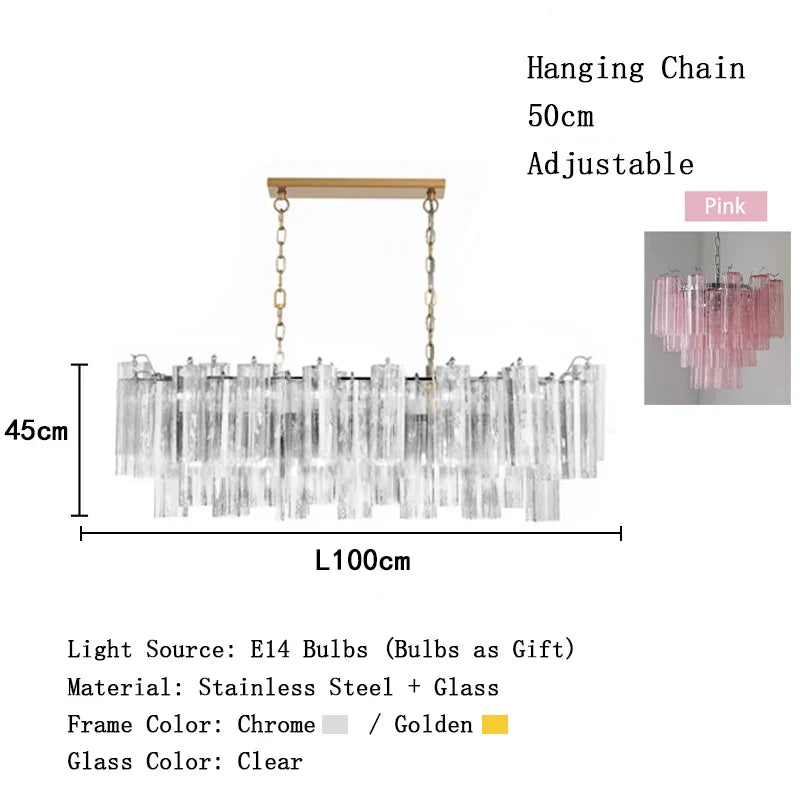 Afralia™ Pink Glass Chandelier LED Light Fixture for Ceiling Living Room Decor