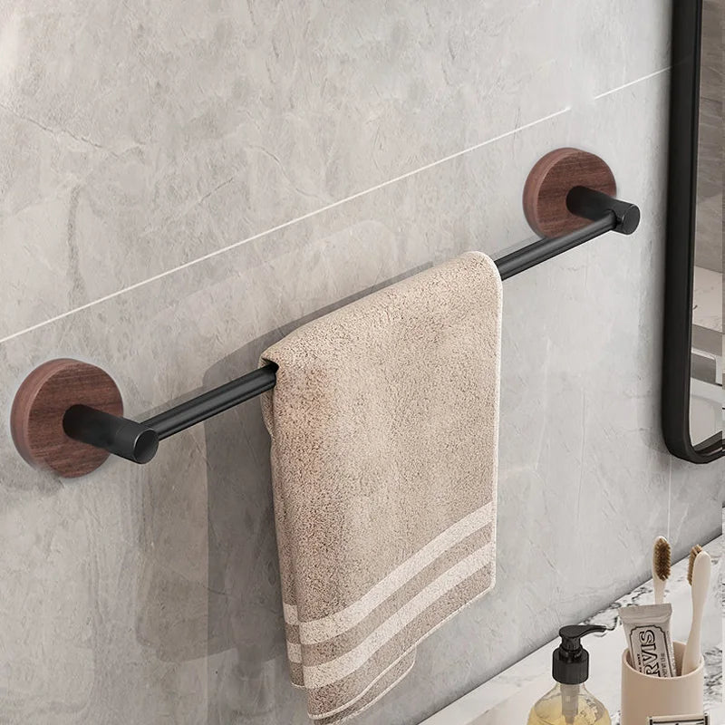 Afralia Matte Black Wall Mounted Towel Bar - Modern Bathroom Accessories Holder