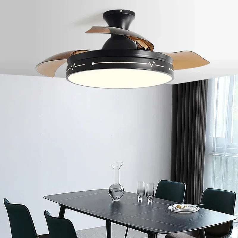 Afralia™ White Ceiling Fan Light with Control, Hidden Design for Bedroom and Restaurant