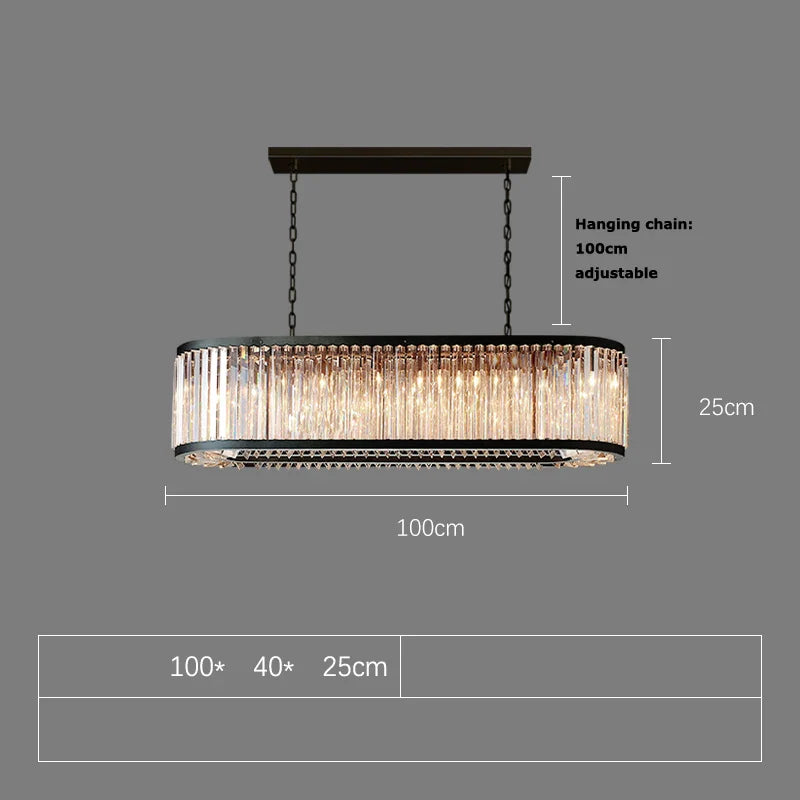 Afralia™ Black Crystal Round LED Chandelier Hanging Lamp for Living Room