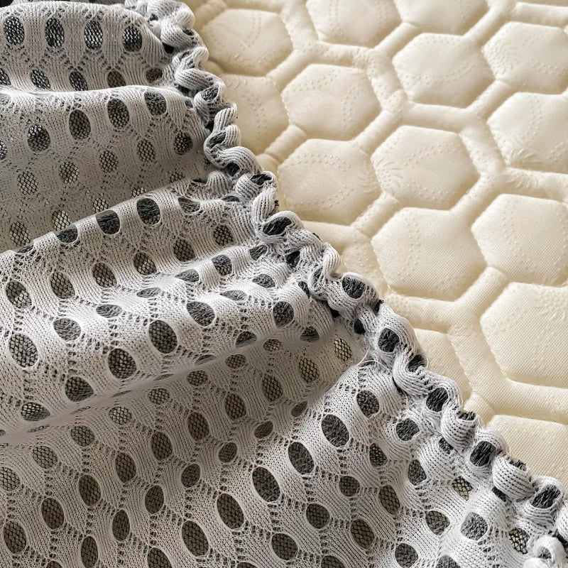 Afralia™ Queen Size Cooling Fitted Sheet Set - Soft Latex Ice Silk Mat & Pillowcase