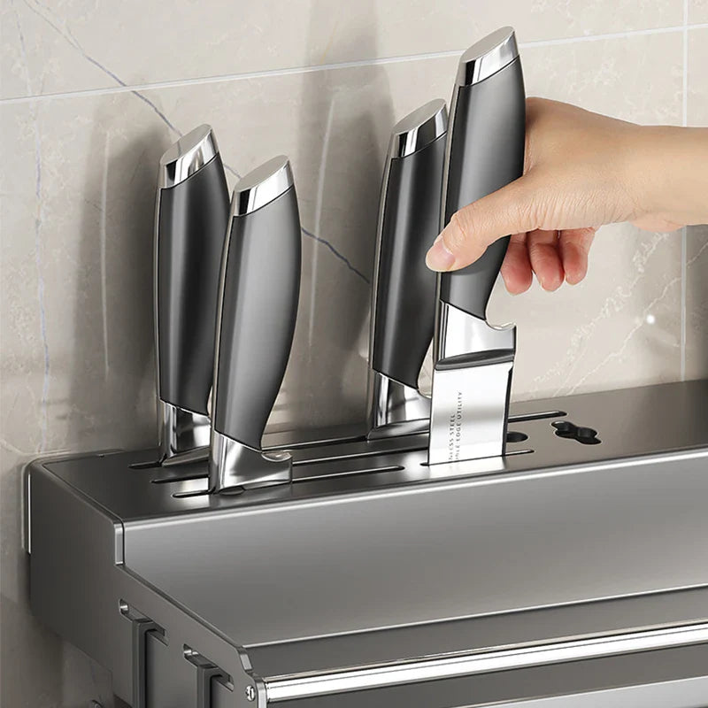 Afralia™ Kitchen Organizer Rack - Multi-Functional Wall-Mounted Spice & Utensil Storage