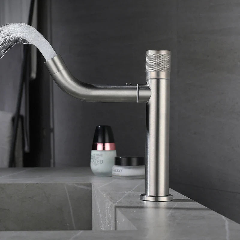 Afralia™ Stainless Steel Bathroom Faucet Single Handle Rotate 360° Basin Tap