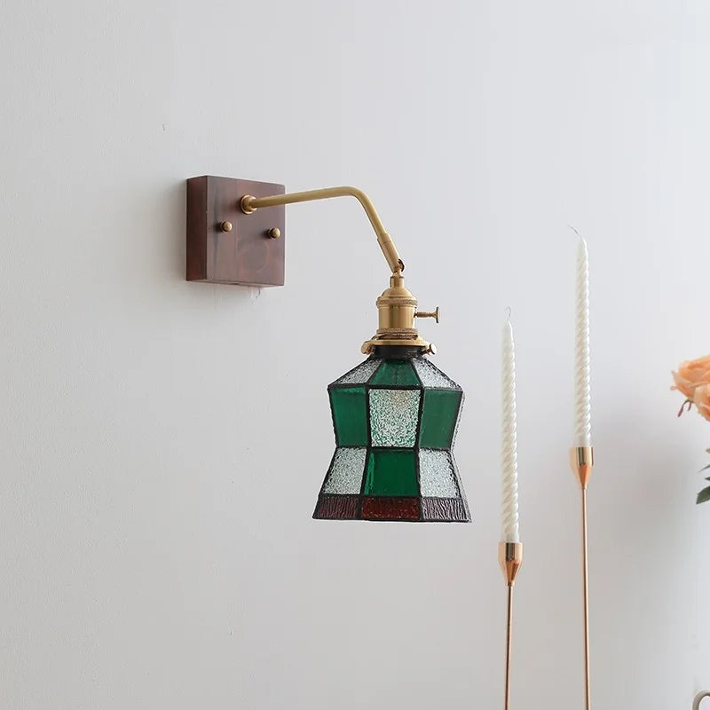 Afralia™ Glass Walnut LED Wall Light - Modern Bedroom Living Room Home Decor