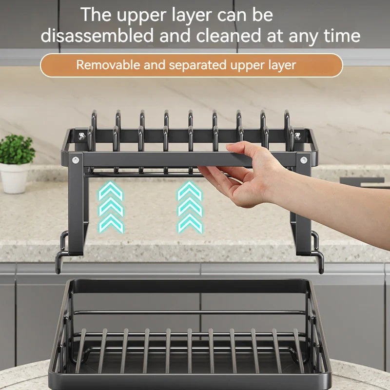 Afralia™ Kitchen Dish Drying Rack with Drainboard Organizer for Dinnerware and Utensils