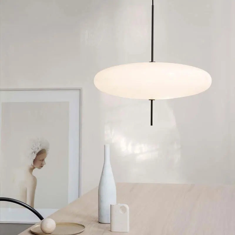 Afralia™ Modern Saucer Pendant Light 30/50cm Black White for Home & Commercial Decor