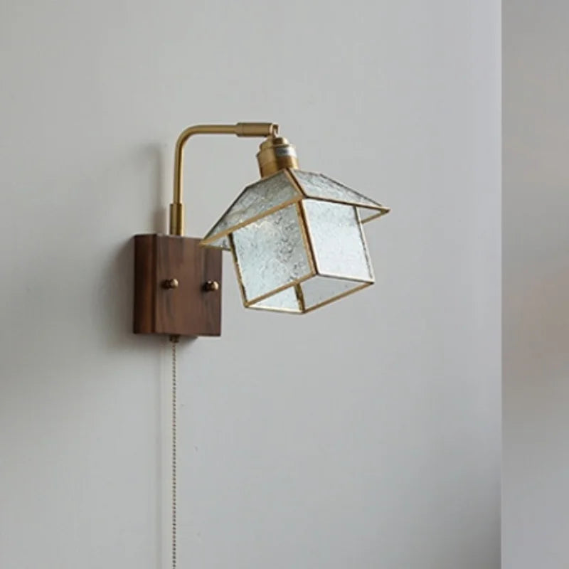 Afralia™ Vintage LED Wall Lamp Sconce with Rotatable Glass Shade & Pull Chain Switch