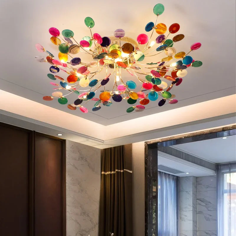 Afralia™ Leaf Agate Ceiling Lamp: Modern Nordic Jade Design for Living Room, Restaurant, Bedroom