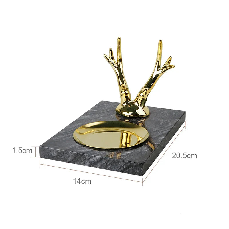 Afralia™ Marble Vanity Mirror Tray Luxury Bathroom Accessories